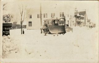 North Troy,  Vt Rppc Snow Plow On Main Street 1933