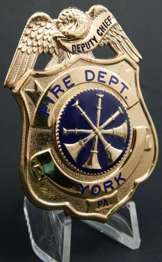 Vtg Fire Deputy Chief Authentic York Fire Department Fire Fighter Badge