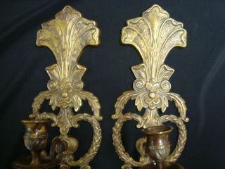 Vtg 2 Pc Fabrique Victorian Solid Brass Wall Sconces 17 " Candle Holders India