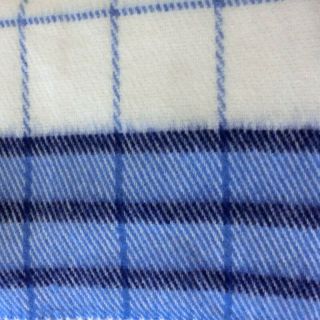 Tweedmill Fringed Wool Blanket 64” x 62” Blues Cream Plaid No Flaws Mach Wash 3