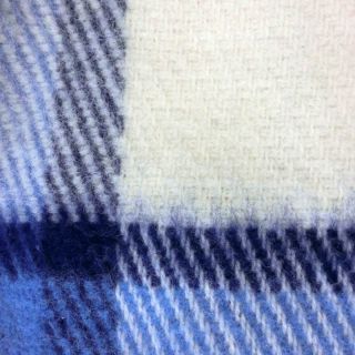 Tweedmill Fringed Wool Blanket 64” x 62” Blues Cream Plaid No Flaws Mach Wash 4
