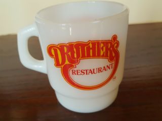 Vintage Druther ' s Restaurant Milk Glass Coffee Cup Mug Advertising 3