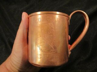 Vintage 1950 Solid Copper Engraved Cossak Cup For Moscow Mule & Hot Toddies 12oz