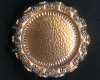 Vintage Gregorian Copper Plate With Scalloped Trim With Daisies Outline Hammered
