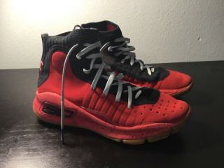 Steph Curry 4’s Youth Basketball Shoe (4y) - Red,  Black And White