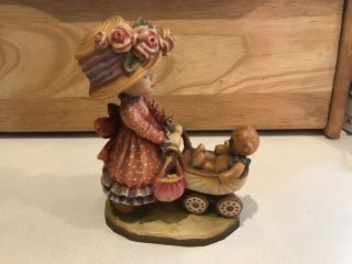 Anri Little Nanny Wood Carved Figurine Large 6.  25 " Signed Sarah Kay Italy