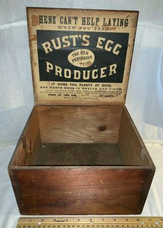 Antique Rusts Egg Producer Farm Chicken Poultry Vet Veterinary Medicine Wood Box