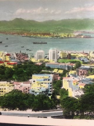 China Rppc Hong Kong And Kowloon Hand Colorized Vintage Postcard Great Detail