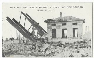 Building In Heart Of Fire Section Phoenix,  N.  Y. ,  Antique 1916 Postcard