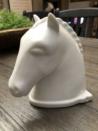 Vintage Abingdon Usa Horse Head Bookend Ceramic White 6.  5 " Tall