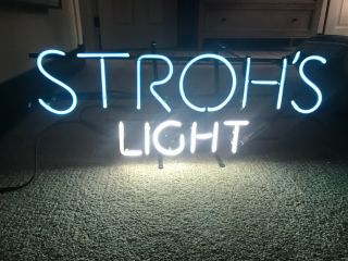 Antique Stroh’s Light Neon Beer Sign.  In Great Shape.  Measures 10”x 28”.
