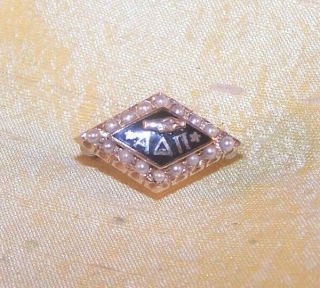 Vintage Alpha Delta Pi Sorority 10k Gold Pin / Badge,  Seed Pearls Old