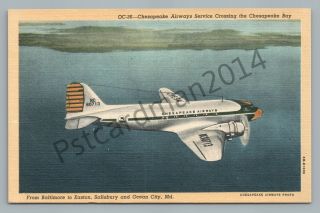 Chesapeake Airways—aviation Linen Advertising—airlines Issued—vintage Maryland