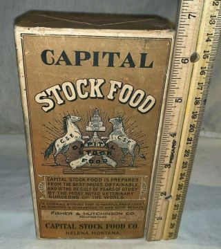 Antique Capital Stock Food Box Helena Mt Farm Vet Veterinary Medicine