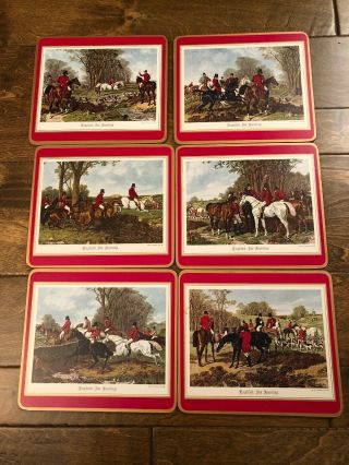 Pimpernel 6 Traditional Place Mats 8 5/8x 7 5/8 English Fox Hunting