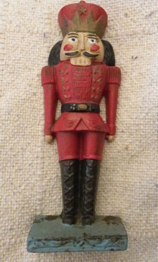Vintage Door Stop Nutcracker Style Soldier Painted Cast Iron 10 3/4 " Tall