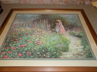 Home Interiors 24x30 Cobblestone Garden Picture Mother And Daughter