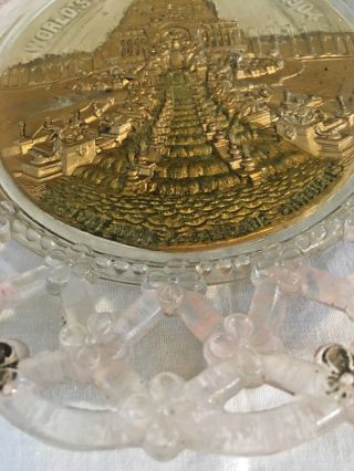 Vintage 1904 St.  Louis World ' s Fair RETICULATED GLASS PLATE w/GILT FESTIVAL HALL 3