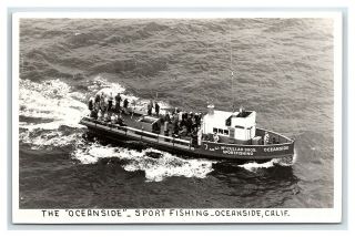 Vintage Postcard Rppc Mccullan Brothers Sport Fishing Boat Oceanside Ca F0