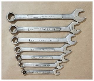 7 Vintage Craftsman V Series Combination Wrench Set Usa ⅜ " To ¾ "