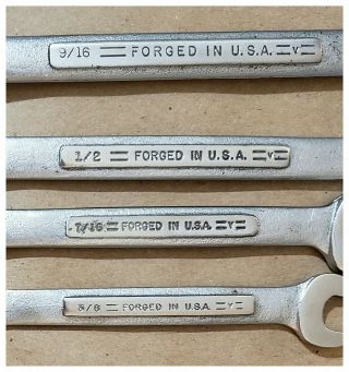 7 Vintage CRAFTSMAN V Series Combination Wrench Set USA ⅜ 