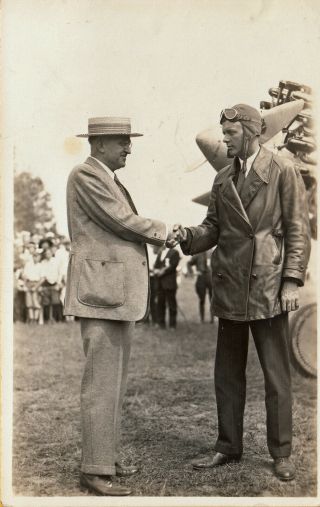 Springfield,  Vt Rppc Charles Lindbergh And Gov.  Hartness July 30,  1927 2