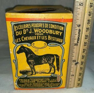 Antique Dr Woodbury Horse Cattle Veterinary Medicine Box Tin Vet Remedy Vintage