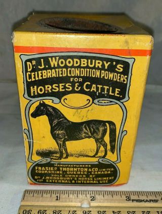 ANTIQUE DR WOODBURY HORSE CATTLE VETERINARY MEDICINE BOX TIN VET REMEDY VINTAGE 4