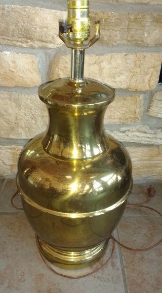 Vintage Brass Table Lamp Ginger Jar Mid - Century Modern Urn Asian Finial