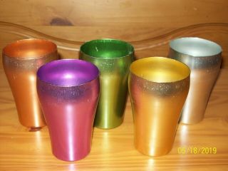 5 Heller Hostess Ware Colorama Anodized Aluminum 4 " Bell - Shaped Tumblers