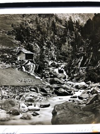 1800’s Glass Stereoview Photo Hirschstein Germany River Gorge With Cabin