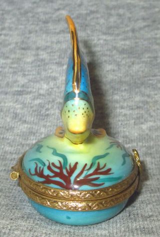 LImoges France ROCHARD Hinged Trinket Box Hand Painted Tropical Fish 3