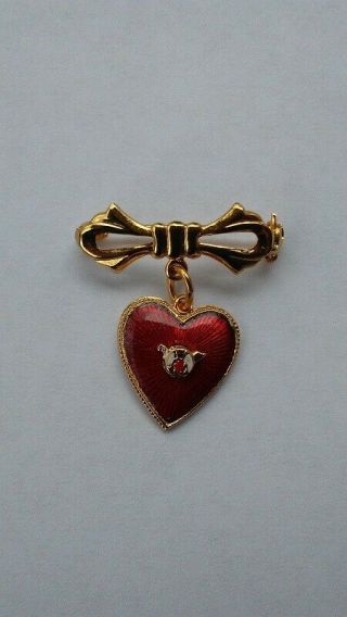 Vtg Zenobia Shriner Heart Pendant Bow Brooch Pin Jewelry Mason Masonic Freemason