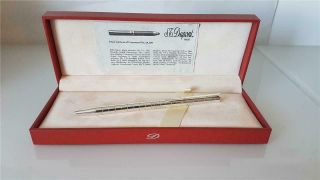 2004 S T Dupont Silver Metal Ballpoint Pen & Papers -