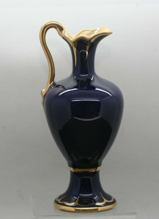 Vintage French Limoges Royal Blue Porcelain Jug 4
