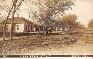 Edgar Nebraska Residence Street Homes On Dirt Road Horse Buggy 1912 Rppc