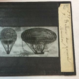 Antique 1800 ' s Magic Lantern Glass Slide Molteni Paris Co Hot Air Balloons 4