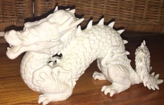 Fitz & Floyd White Porcelain Dragon Figurine 11 " Long F22/32 Mexico