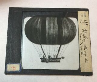 Antique 1800 ' s Magic Lantern Glass Slide Molteni Paris Co Hot Air Balloon 4