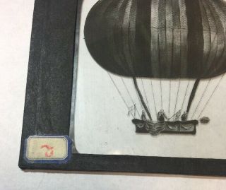 Antique 1800 ' s Magic Lantern Glass Slide Molteni Paris Co Hot Air Balloon 6