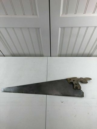 Vintage Disston Warranted Superior Hand Saw 25” 11 Blade Etched Handle Solid