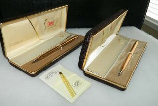 Cross 14k Rose Gold Filled Ballpoint Pen & Pencil Set,  Boxes Paperwork