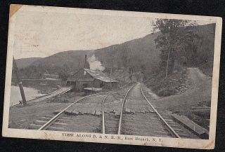 Antique Vintage Rppc Postcard View Along D & N.  R.  R.  East Branch,  N.  Y.  - 1920