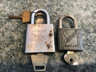 2 Vintage American Lock Company Lock Padlocks Series 5200 Slaymaker Rustless