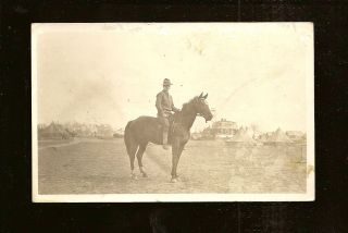 Wwi Era Rppc United States Calvary Soldier On Horseback Real Photo Us