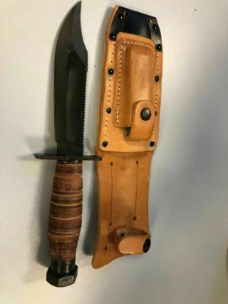 Camillus Jet Pilot Survival Knife 2 - 1984 With Sheath And Stone