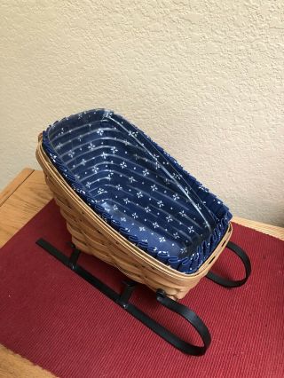 Longaberger 1992 Sleigh Basket With Wrought Iron Stand & Protector,  Lining