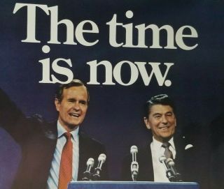 1980 Ronald Reagan Campaign Poster With George Bush Union Made In York