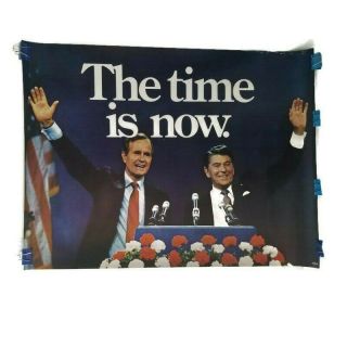 1980 Ronald Reagan Campaign Poster with George Bush Union Made in York 2