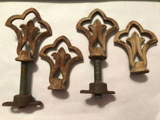 Antique Or Vintage Cast Iron Lamp Or Chandelier Finials 3 1/4 " Set Of 4 Matching
